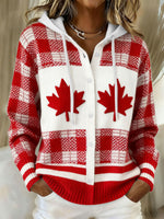 Women's Relaxed Fit Hooded Cardigan - Casual Loose Knit Sweater Jacket for Daily Wear thumbnail 16