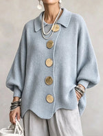 Button-down Cardigan Women's Fall Winter Lapel Button Knitted Jacket Long Sleeve Loose Fit Sweater Outerwear thumbnail 14