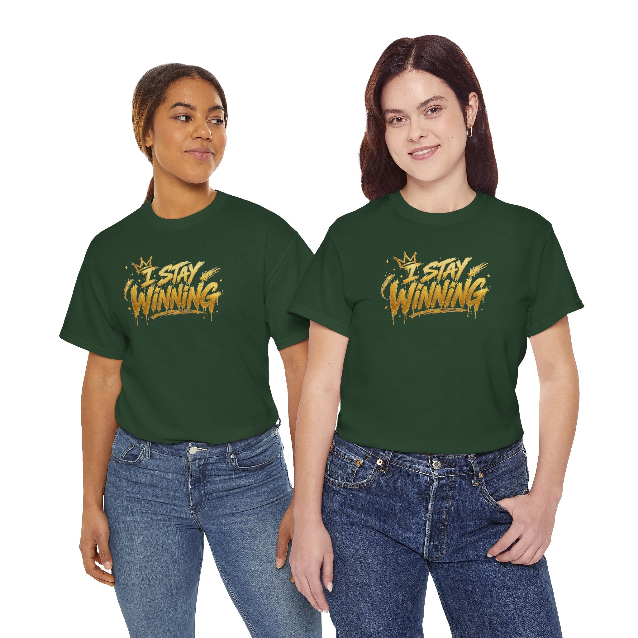 I Stay Winning T‑Shirt — Motivational Gold Script Tee