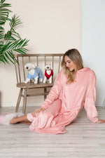 Double Take Full Size Pocketed Hooded Midi Lounge Dress thumbnail 5