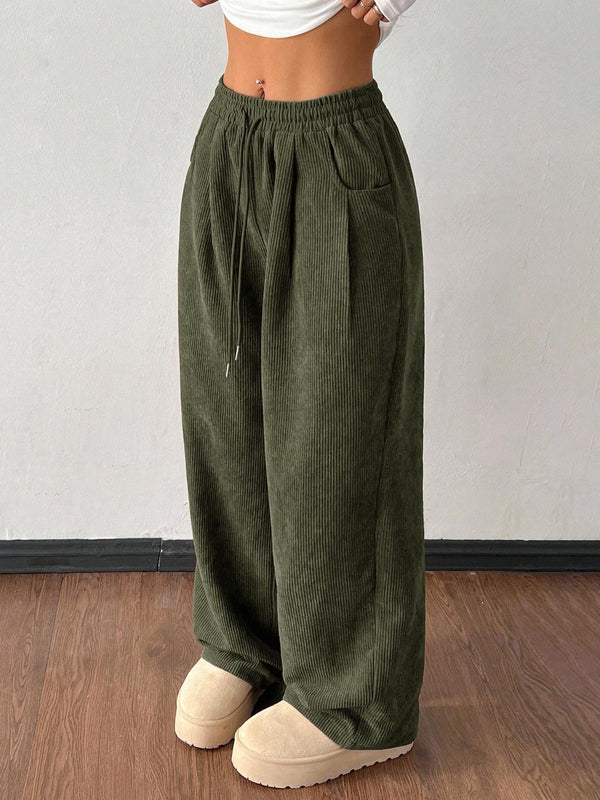 New Corduroy Wide-leg Pants For Women, Loose And Drapey Casual Pants