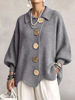 Button-down Cardigan Women's Fall Winter Lapel Button Knitted Jacket Long Sleeve Loose Fit Sweater Outerwear thumbnail 4