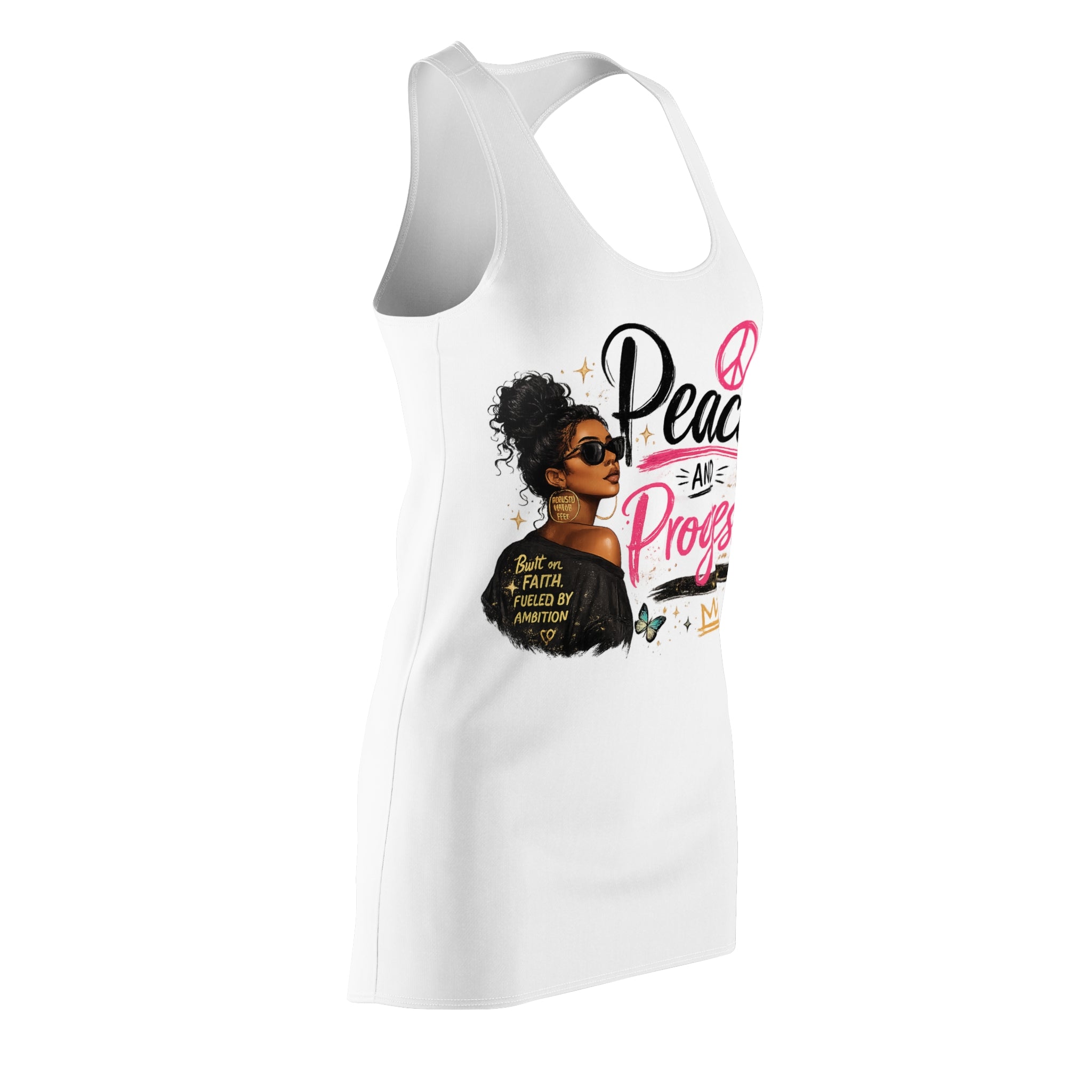 Peace and Progress Racerback Dress – Empowerment Graphic Dress for Women