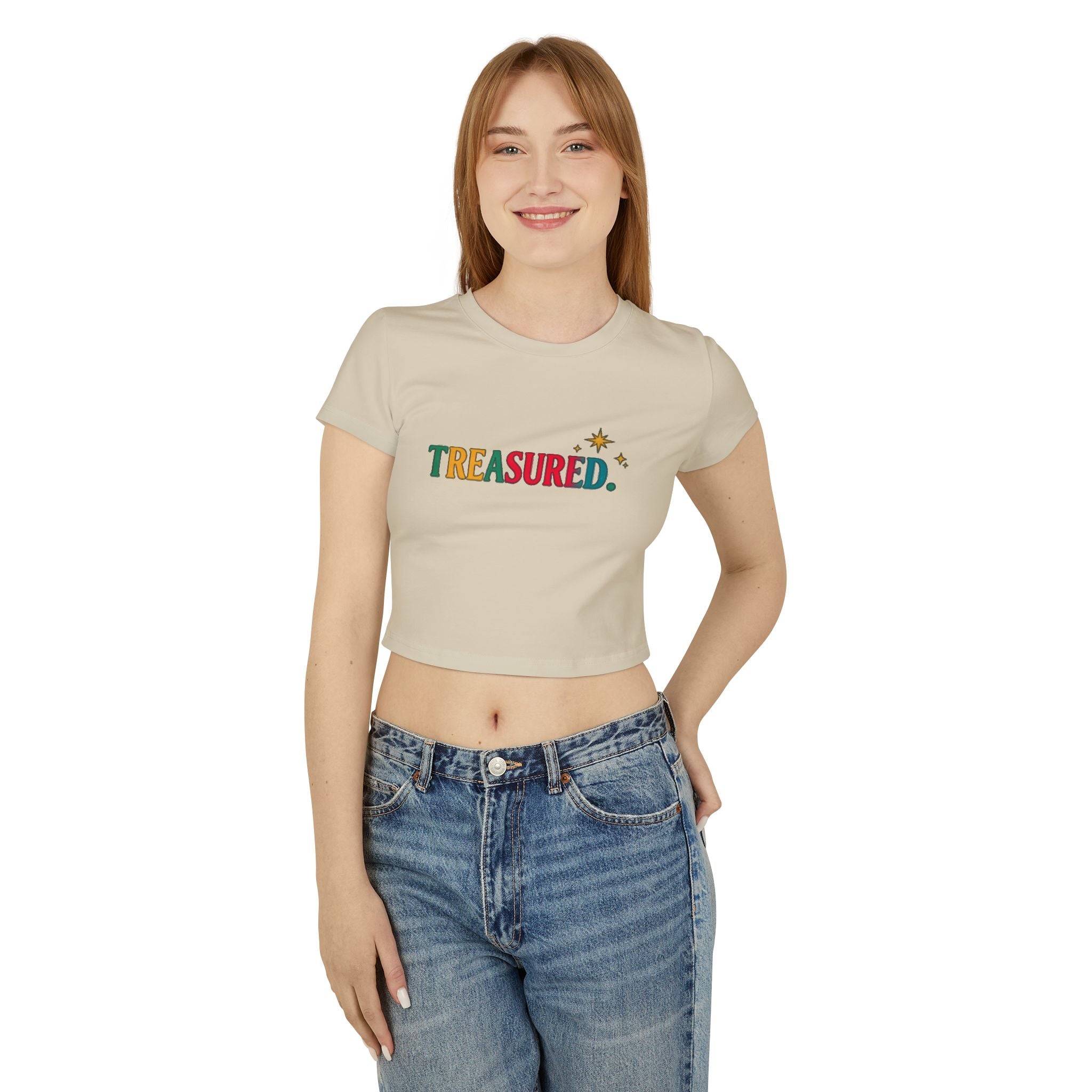 Treasured Crop Tee — Retro Color Block Women's Baby Tee
