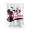 Shower Curtain — "Peace and Progress" Inspirational Afrocentric Bathroom Decor