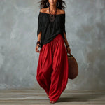 Off-Shoulder Loose Fit Casual Two Piece Outfit with Flare Pants thumbnail 6
