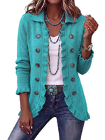 Women's Ruffled Knit Cardigan | Long Sleeve Button-Up thumbnail 8
