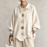 Button-down Cardigan Women's Fall Winter Lapel Button Knitted Jacket Long Sleeve Loose Fit Sweater Outerwear thumbnail 9
