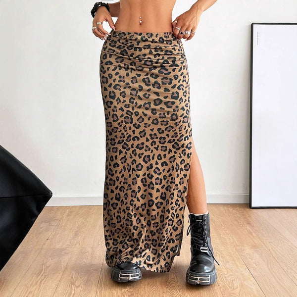 Pleated Slit Long Skirt