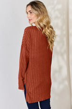 Basic Bae Full Size Ribbed Half Button Long Sleeve High-Low T-Shirt thumbnail 25