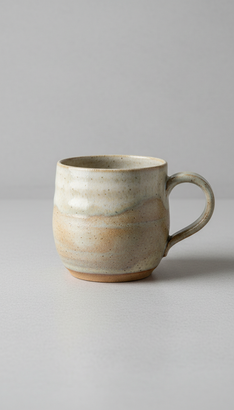 Ceramic tea mug with hand-carved texture