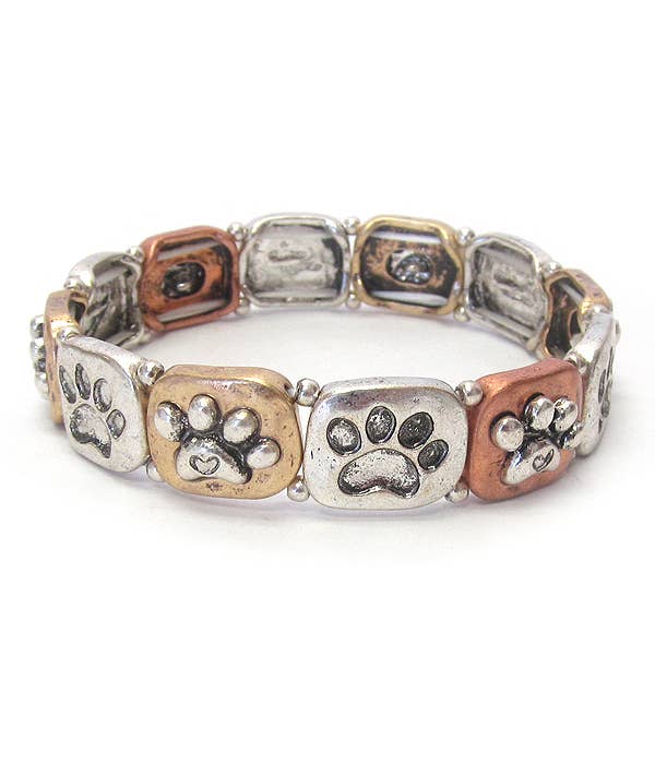 ( T455 )  PAW PRINT STRETCH BRACELET