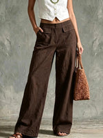 Solid Color Loose Fit Casual Pants - Elastic Waist Trousers thumbnail 15