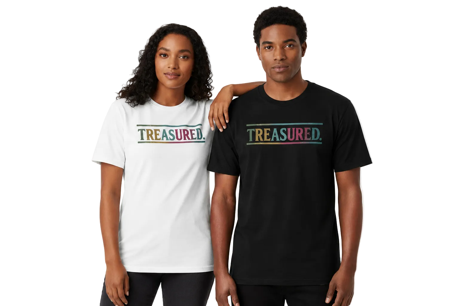 Treasured T-Shirt — Retro Multicolor Typography Tee