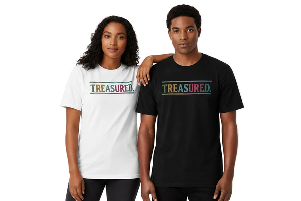 Treasured T-Shirt — Retro Multicolor Typography Tee