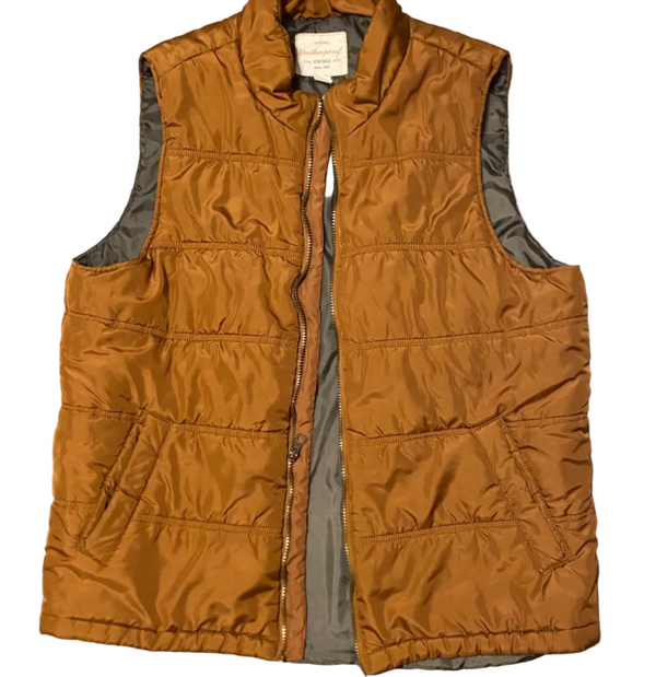Men's Quilted Puffer Vest – Rust/Caramel