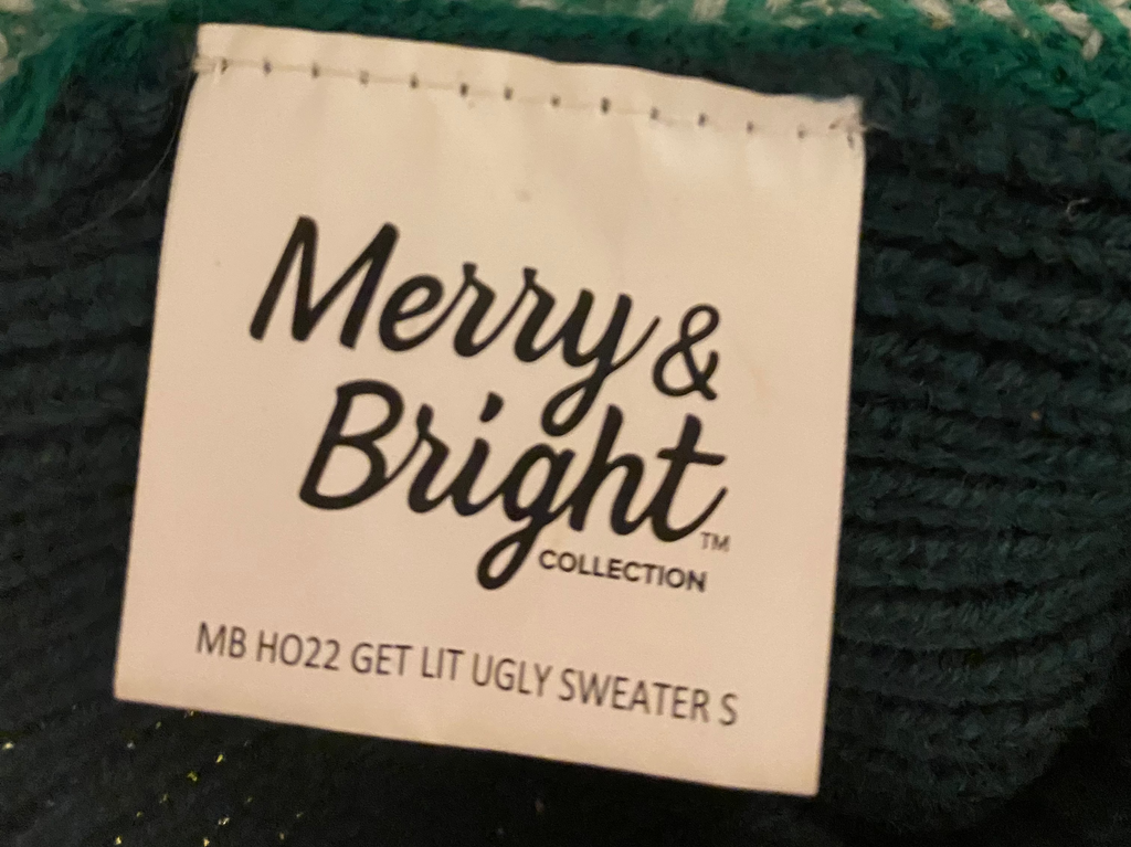 "Let's Get Lit" Dog Christmas Sweater — Small/Medium Size Pup (12-18lbs)
