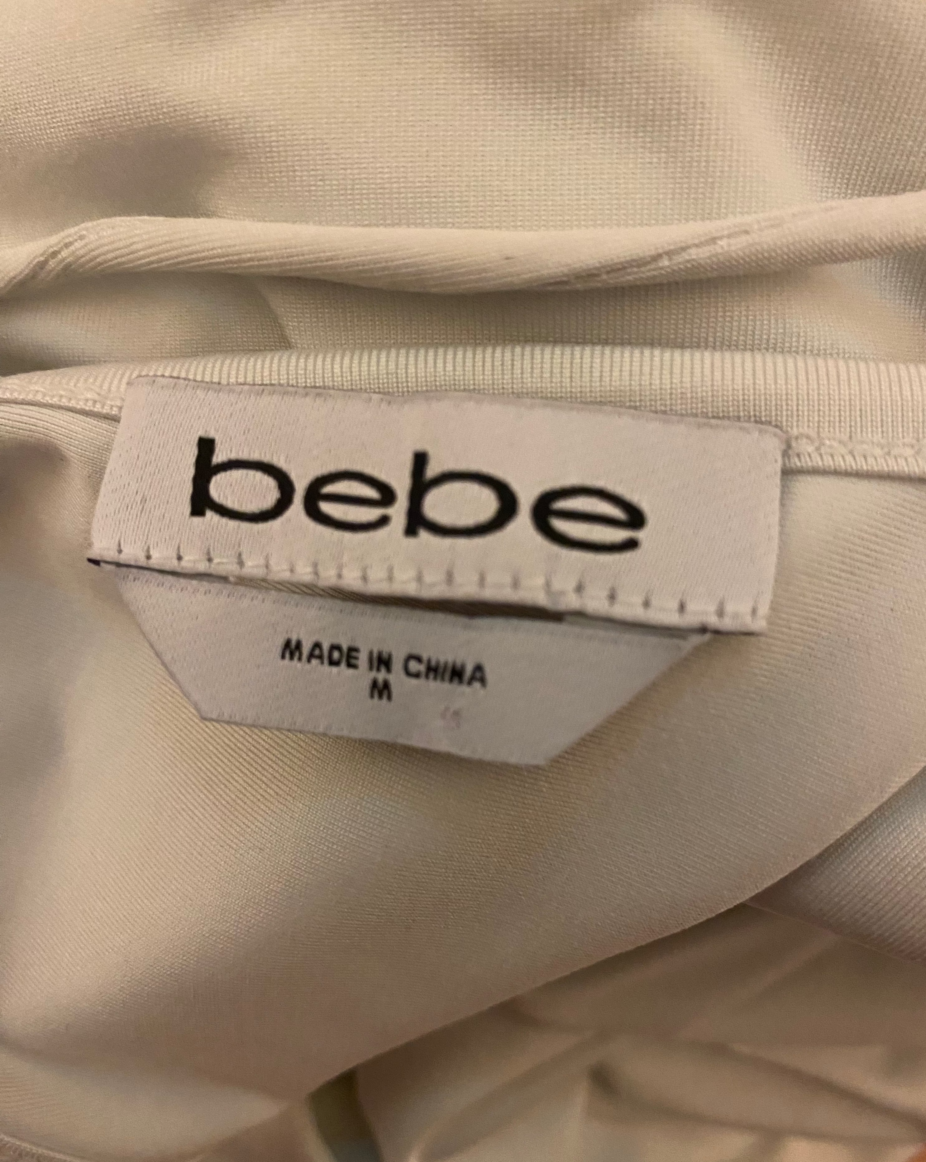 Bebe White Satin Slip Dress — Size Medium