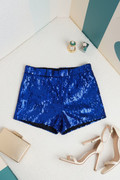 Royal Blue Sequin Mini Shorts