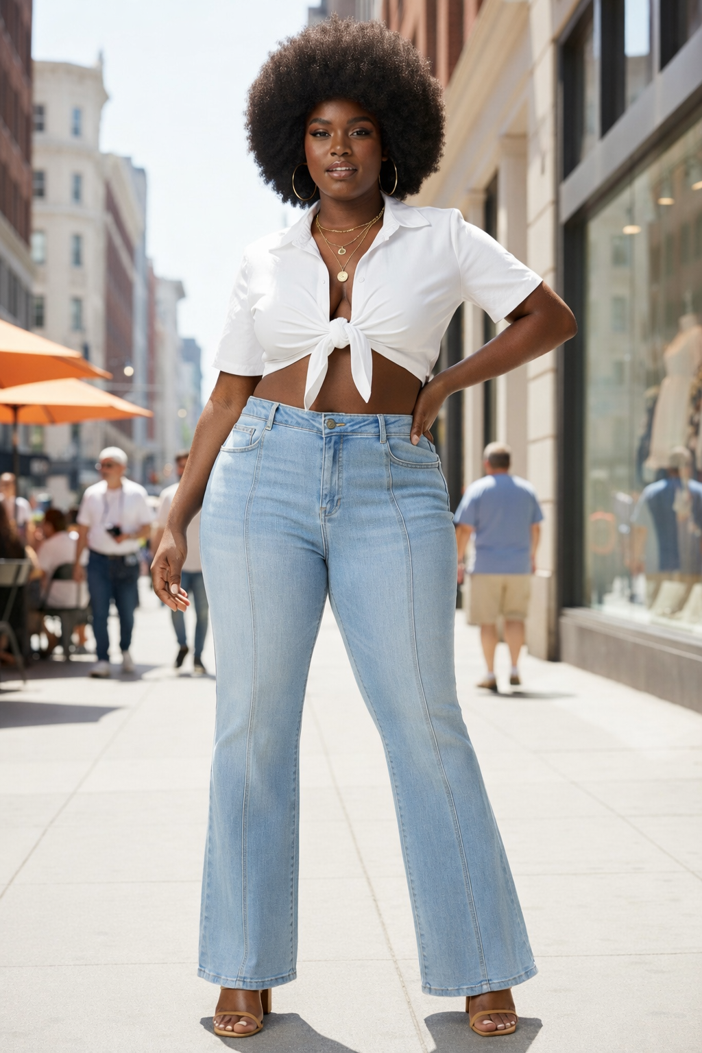 Light Wash Flare Jeans — Size 3XL