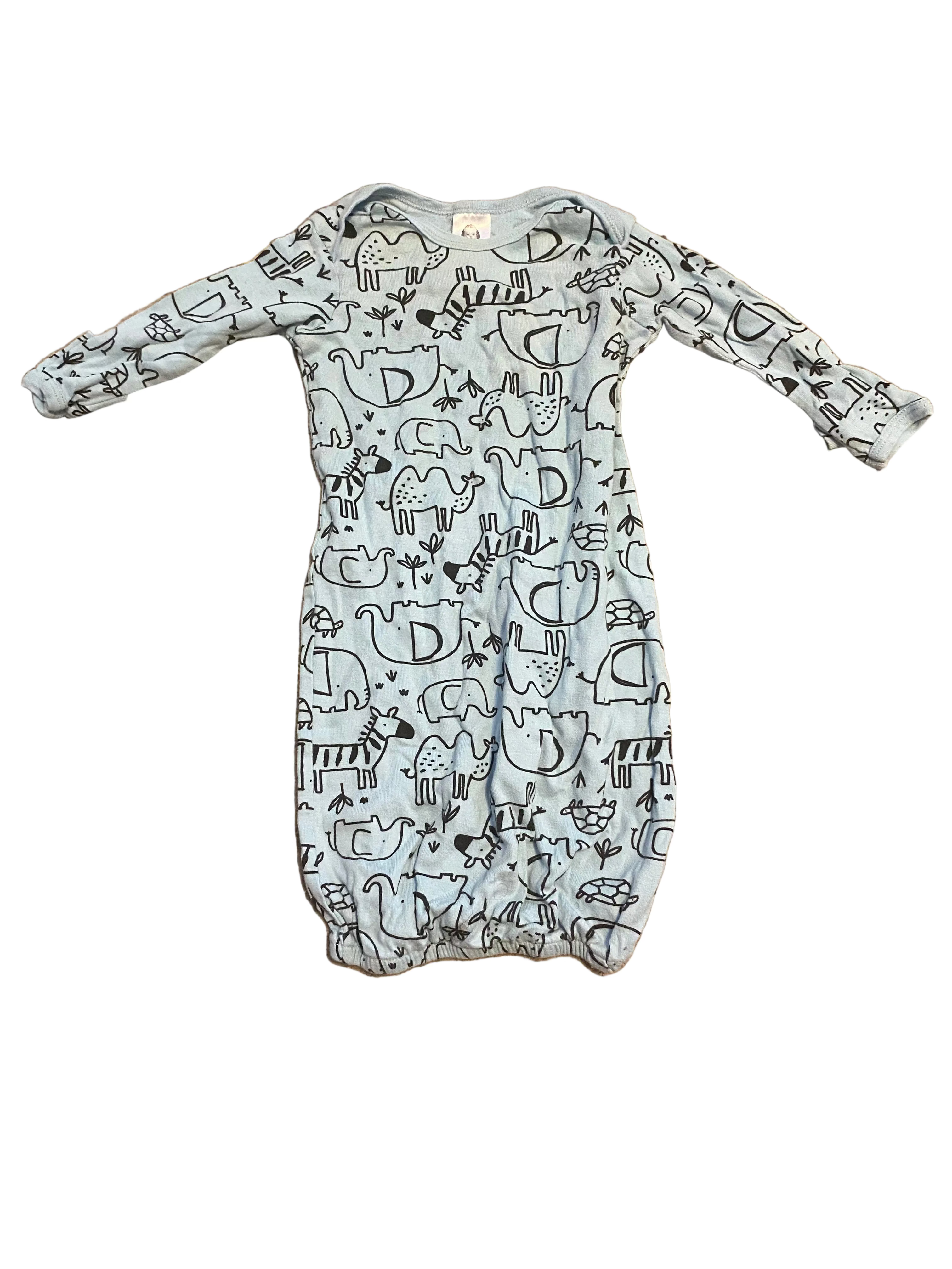 Baby Blue Animal Print Sleep Gown (0-6 Months)