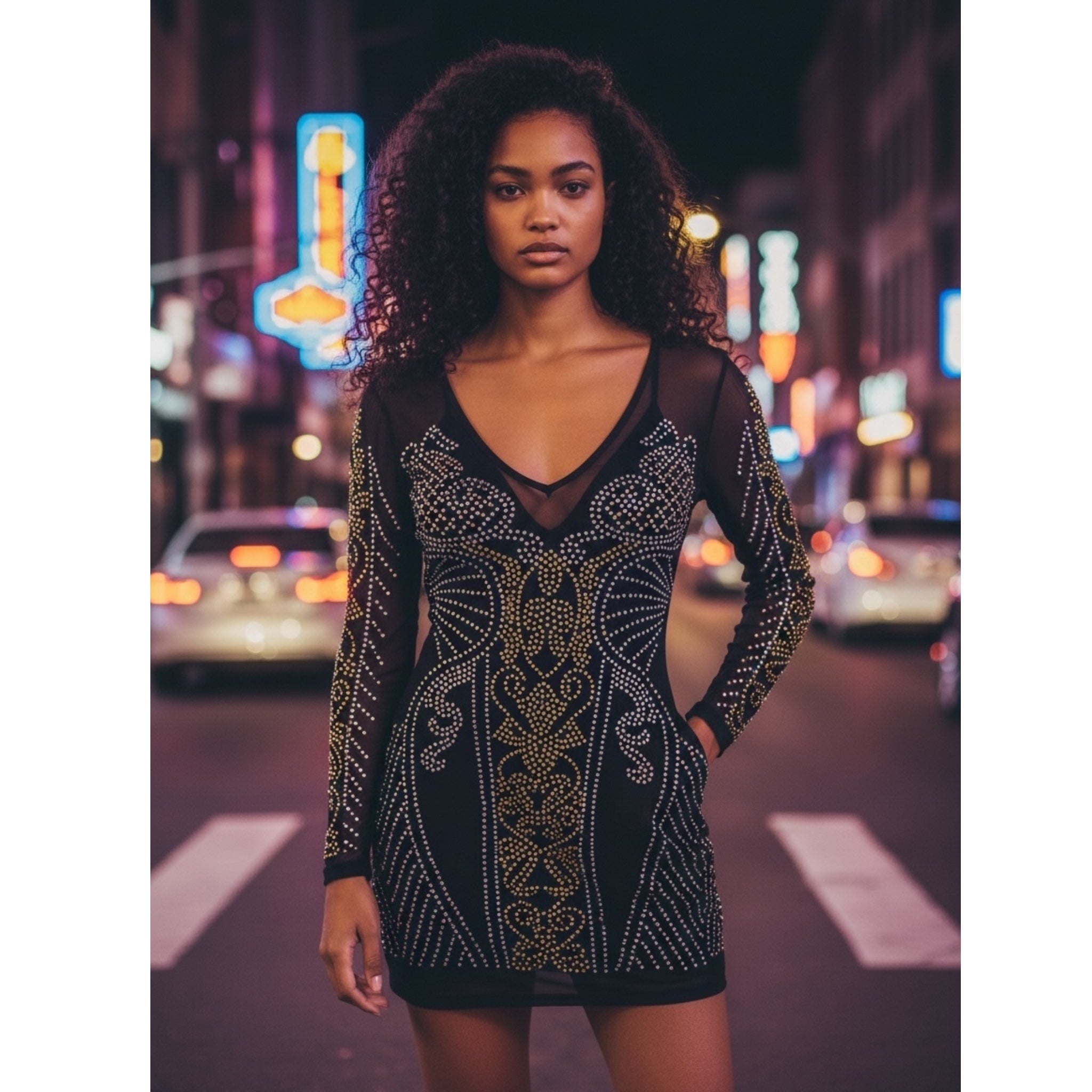 mesh long sleeve mini dress Embellished Mesh Long Sleeve Mini Dress – TE&A Treasures