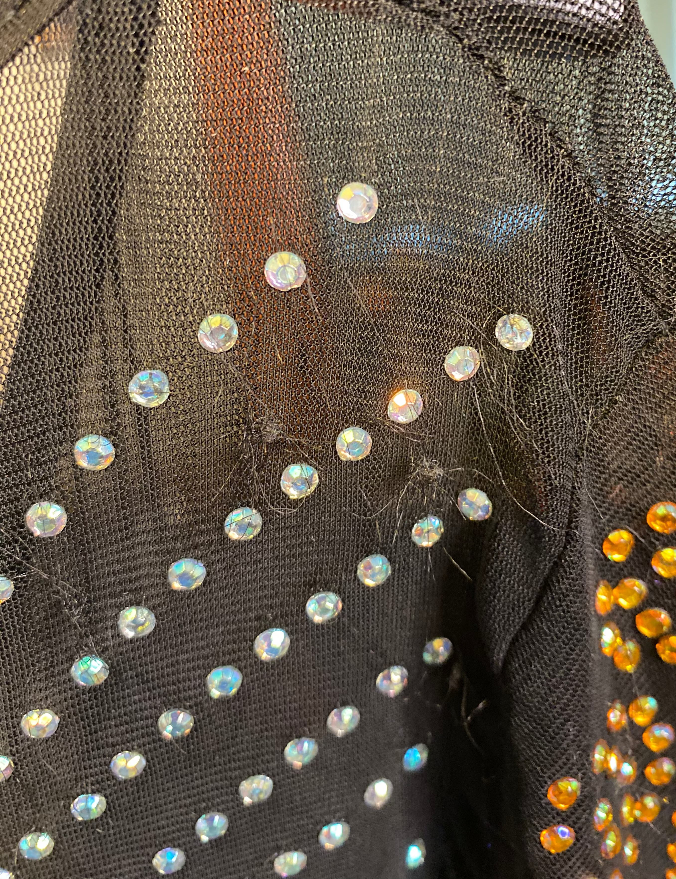 Embellished Mesh Long Sleeve Mini Dress