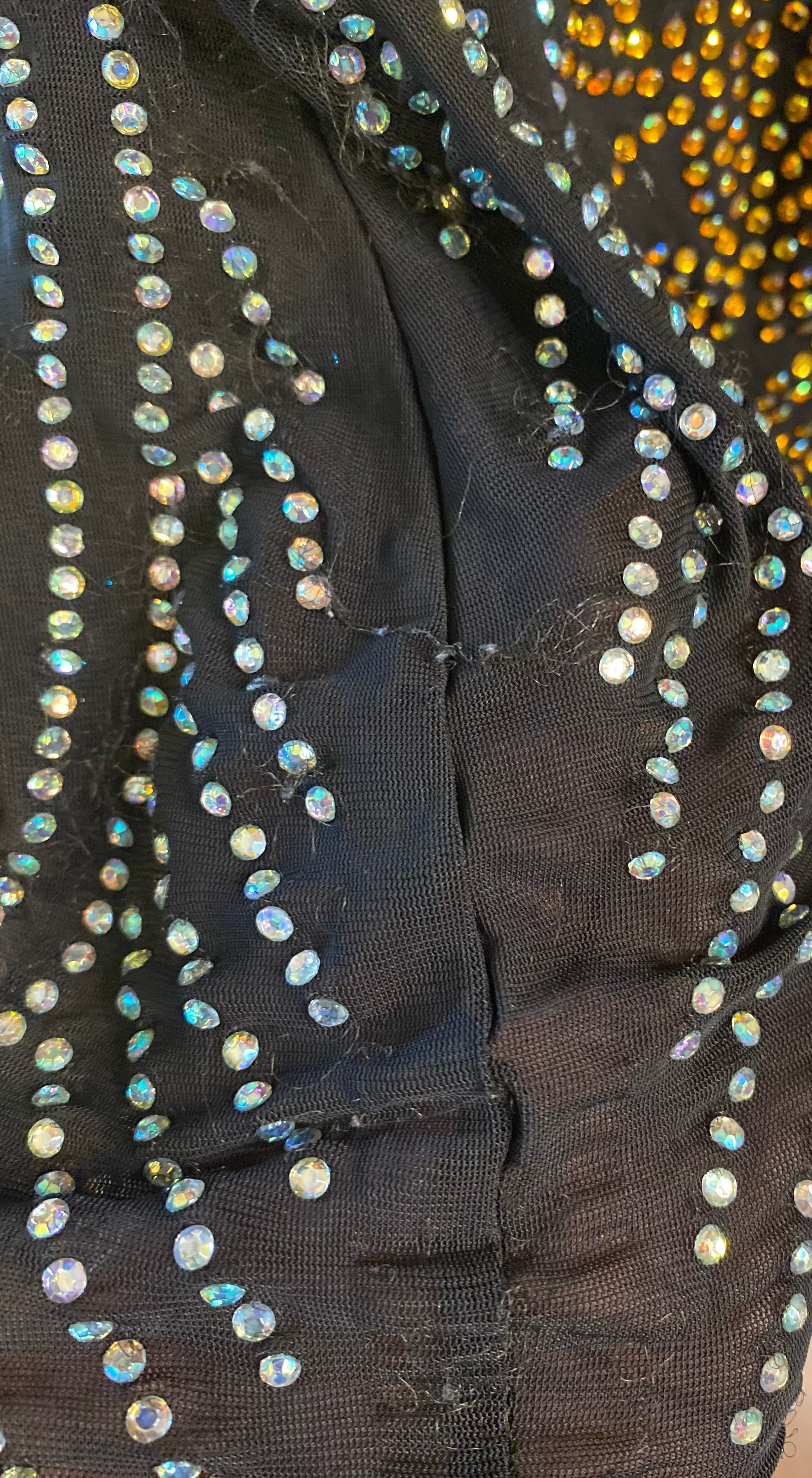 Embellished Mesh Long Sleeve Mini Dress