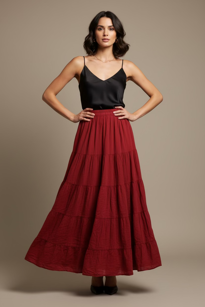 Long Tiered Maxi Skirt maxi