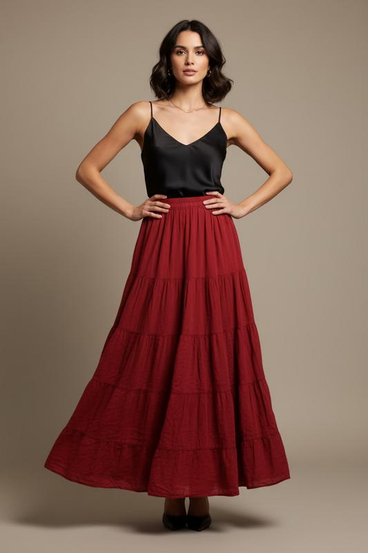 Long Tiered Maxi Skirt maxi