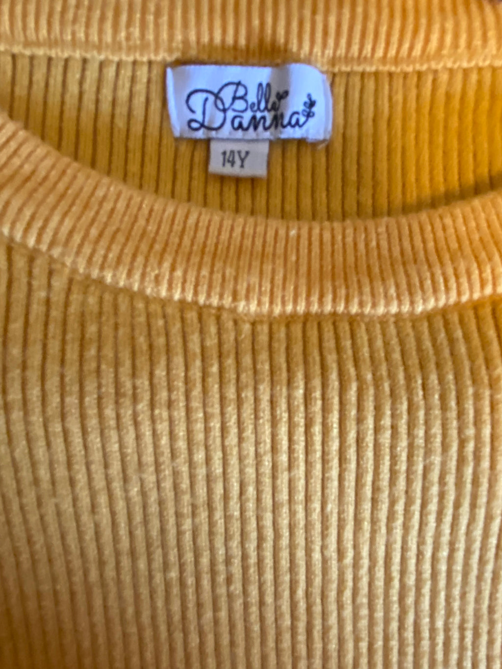 Teen Mustard Yellow Ruffle Sweater Dress