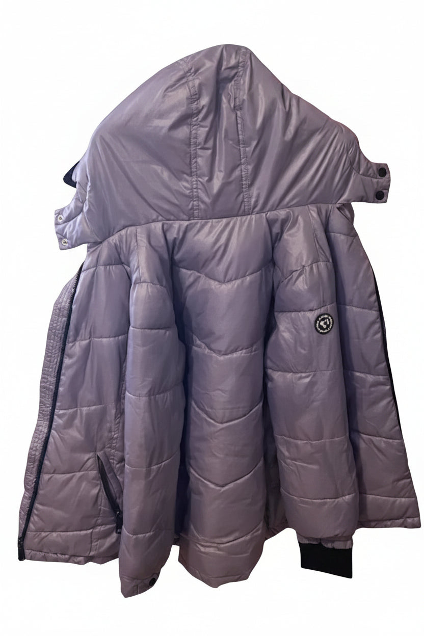 Lavender Chevron Quilted Puffer Jacket with Hood