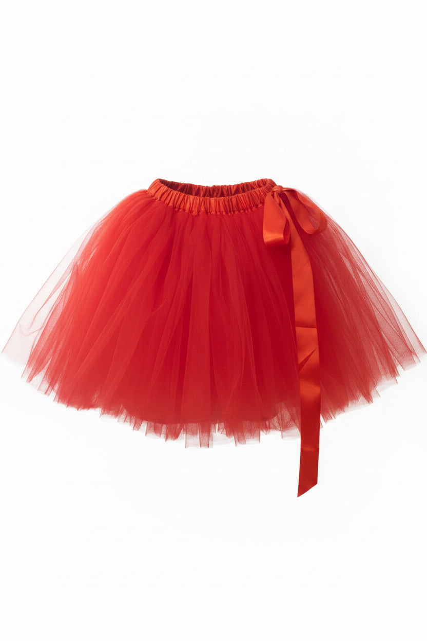 Red Tulle Tutu Skirt with Satin Bow
