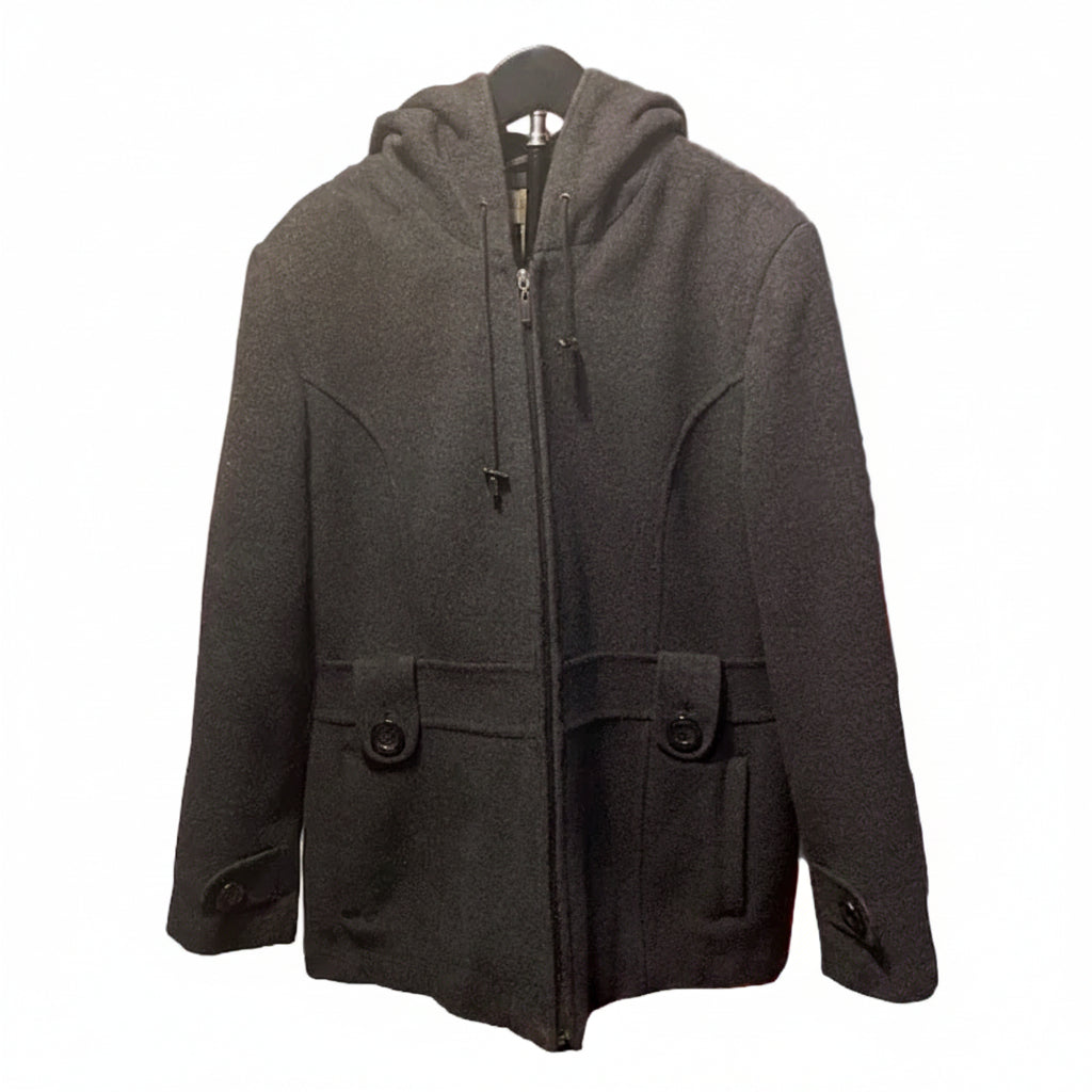 Dark Gray Hooded Winter Pea Coat