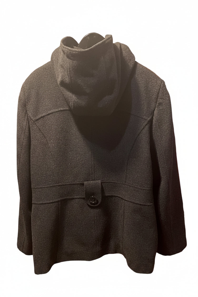 Dark Gray Hooded Winter Pea Coat