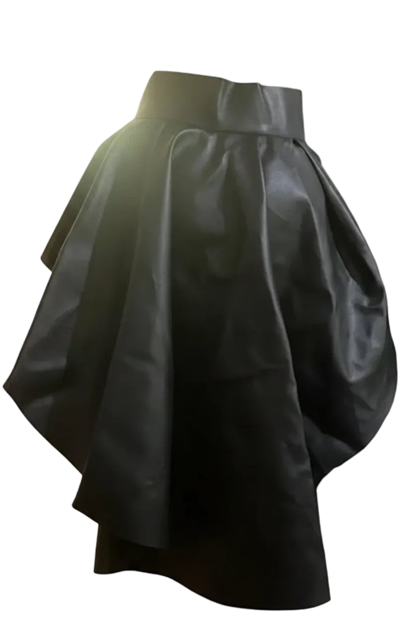 Black Open-Front Hi-Low Skirt with Corset Belt (New)