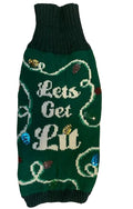"Let's Get Lit" Dog Christmas Sweater — Small/Medium Size Pup (12-18lbs)