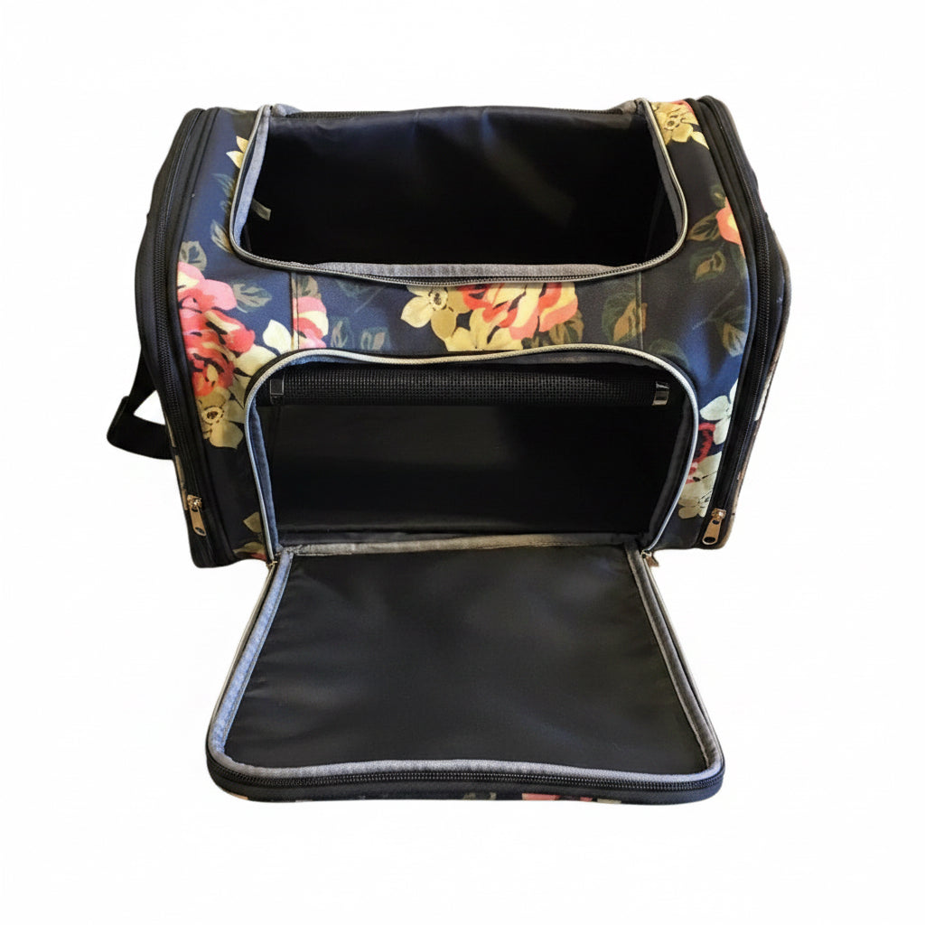 Floral Pet Carrier Bag — Small to Medium Dog or Cat, Up to 20 lbs