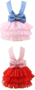 Layered Tulle Bow Dog Dress — Small/Medium Dog, Size (12-18Ibs) XL (Set of 2)