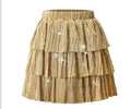Gold Tiered Ruffle Mini Skirt