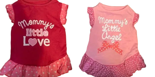 Mommy's Little One Dog Dress — Small/Medium  (XL 12-18lbs) - 15.7 inches (Set of 2)