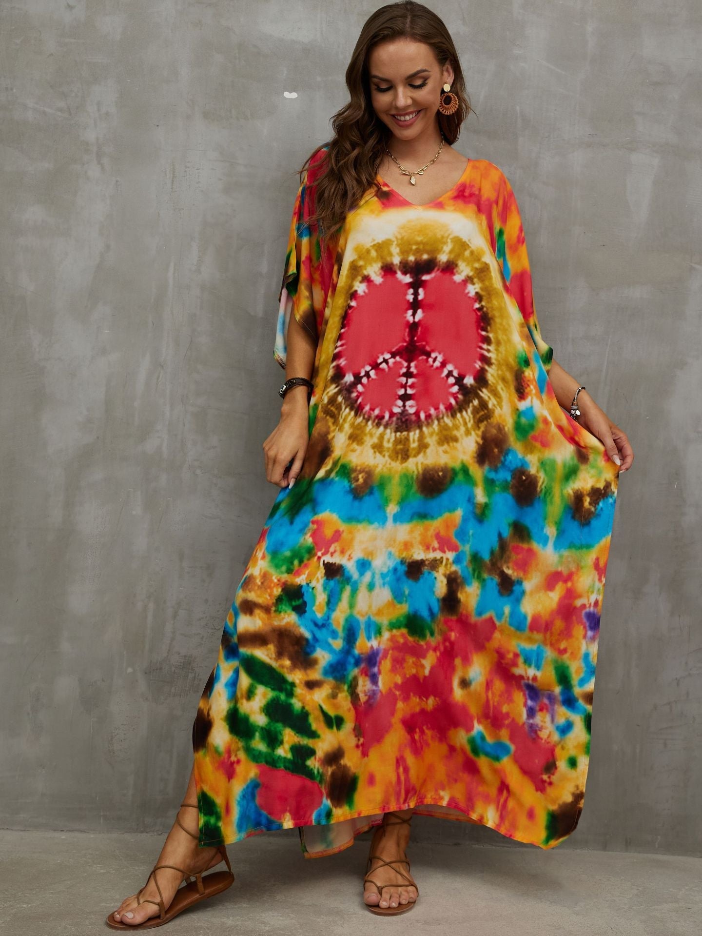 Rayon Engineered-Print Beach Robe ¨C Vacation Bikini Cover-Up, Women’s Swimsuit Outerwear