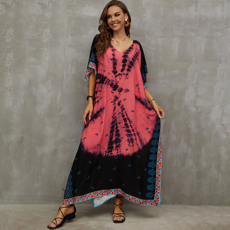 Rayon Engineered-Print Beach Robe ¨C Vacation Bikini Cover-Up, Women’s Swimsuit Outerwear