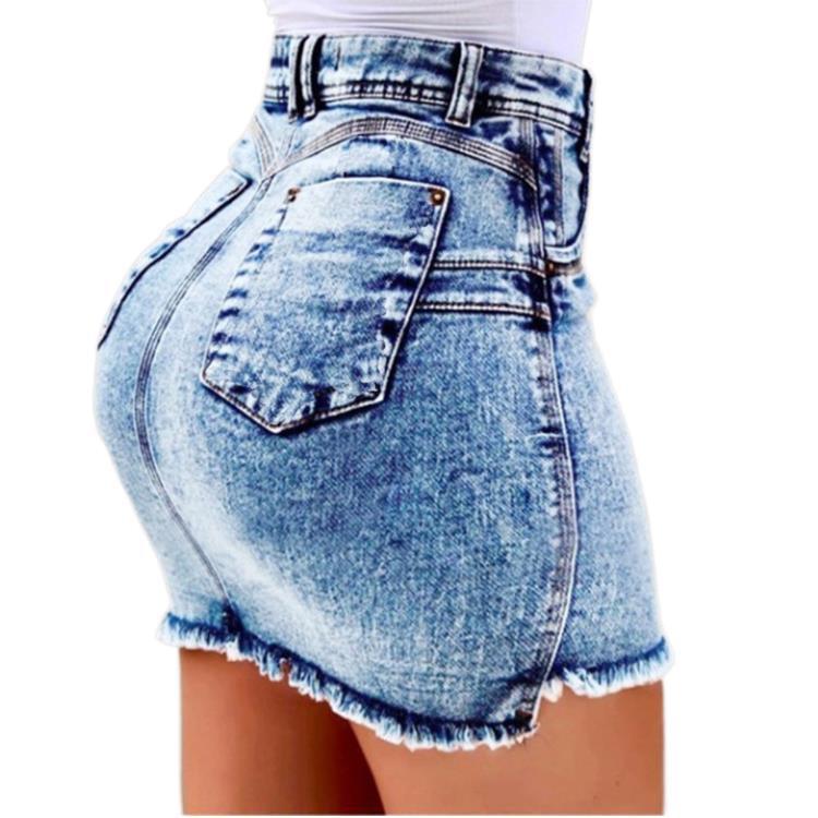 Women's Denim Skirt - Frayed Raw Hem Ripped Jeans Skirts