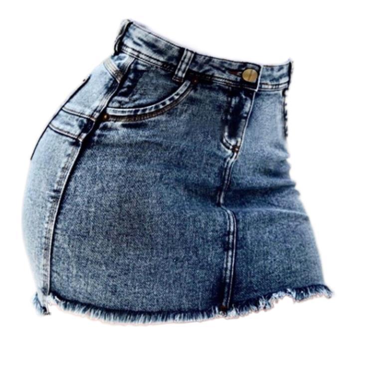 Women's Denim Skirt - Frayed Raw Hem Ripped Jeans Skirts