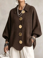 Button-down Cardigan Women's Fall Winter Lapel Button Knitted Jacket Long Sleeve Loose Fit Sweater Outerwear thumbnail 8