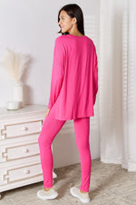 Basic Bae Full Size V-Neck Soft Rayon Long Sleeve Top and Pants Lounge Set thumbnail 2