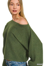 Zenana Boat Neck Balloon Sleeve Sweater thumbnail 4