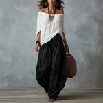 Off-Shoulder Loose Fit Casual Two Piece Outfit with Flare Pants thumbnail 4