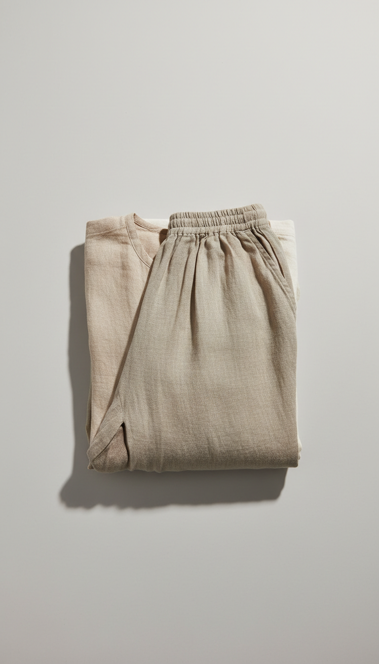 Linen loungewear set with relaxed drape